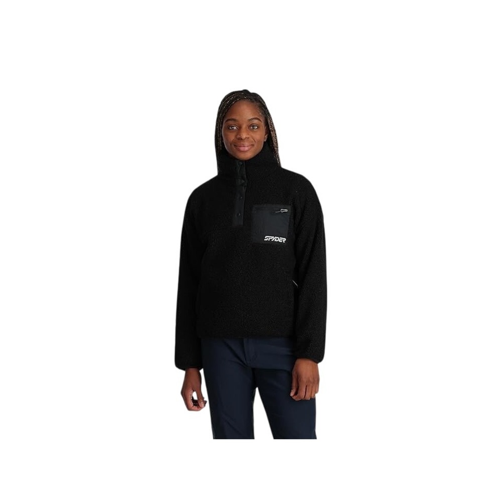Spyder Cloud Fleece Snap Pullover (Black) Women's Clothing Size Large